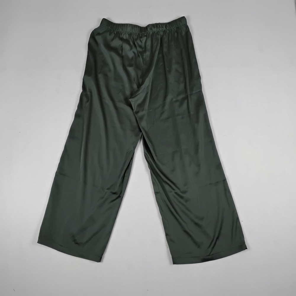 Women's Sage Green Knit Wide Leg Sweater Pants Ribbed Waist Cozy Lounge - Picture 3 of 3